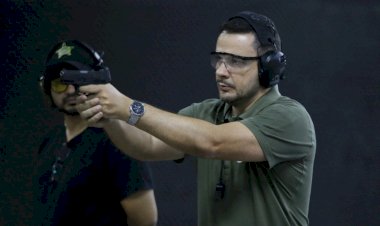 “É assim que vamos treinar nossa Guarda Municipal Armada e vencer a criminalidade”, diz Alberto Neto em Clube de Tiro