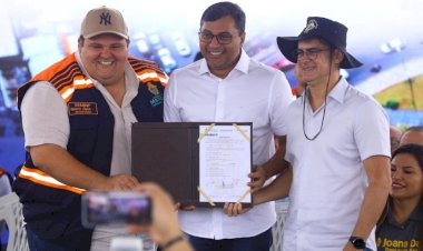 Wilson Lima e David Almeida assinam ordem de serviço para construção do Complexo Viário Bola do Produtor