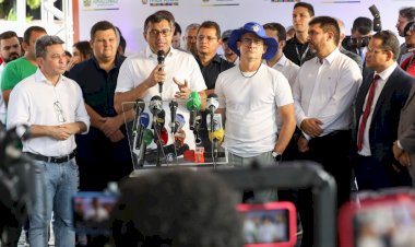 Governador Wilson Lima e prefeito David Almeida vistoriam obras do complexo viário na avenida das Torres