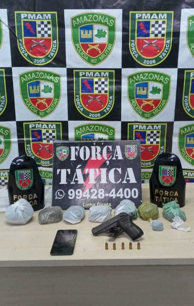 Força tática prende homem por posse de arma de fogo e drogas