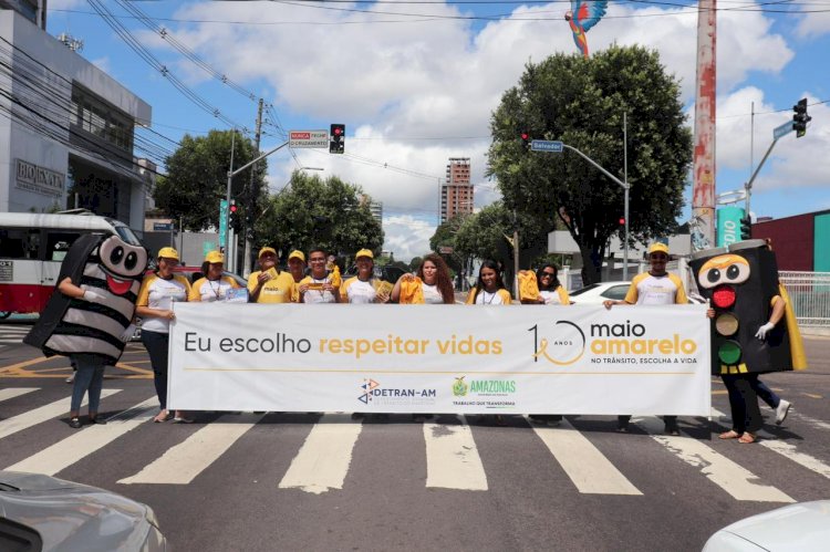 ‘Maio Amarelo’: Detran Amazonas faz campanha de conscientização na zona centro-sul de Manaus