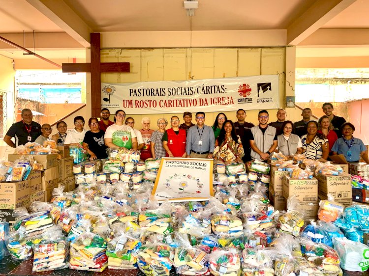 PQA entrega quase cinco toneladas de alimentos arrecadadas em gincana solidária para pastorais da Arquidiocese de Manaus